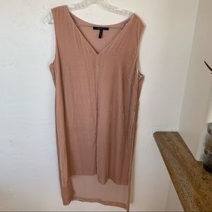 BCBG Velvet blush tunic slit sides V neck M